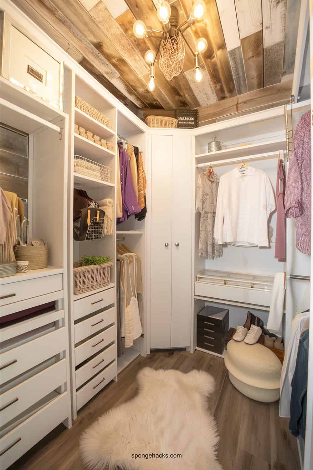 walk-in corner closet rustic theme ideas